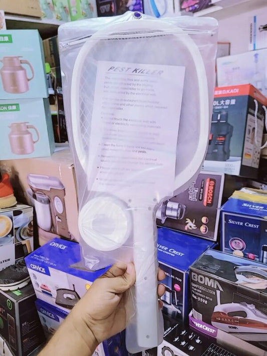 مضرب بعوض كهربائي 2 في 1 مزود بضوء UV وبطارية قابلة للشحن